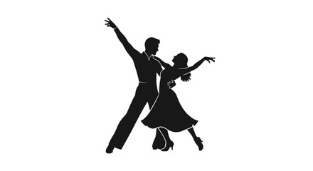 Elegant Silhouette of a Couple Dancing in Formal Attire.