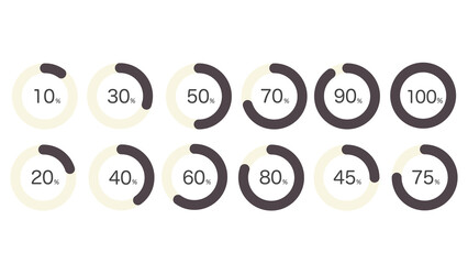 進捗率が分かる円グラフのイラストセット