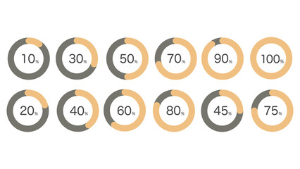 進捗率が分かる円グラフのイラストセット