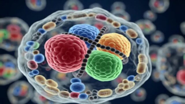 Microscopic view of a Giardia lamblia cyst a common intestinal parasite showing its internal structures and nuclei representing a significant health concern in microbiology and parasitology.