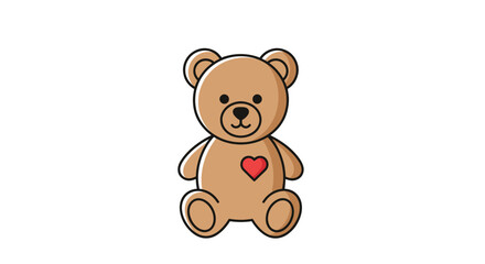 A cute cartoon teddy bear illustration with a small red heart on its chest.
