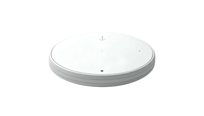 White, layered, circular device with small openings on top surface