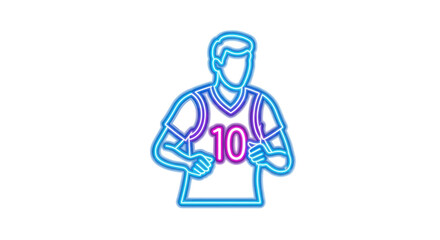 Neon Outline of a Basketball Player in Jersey Number 10.