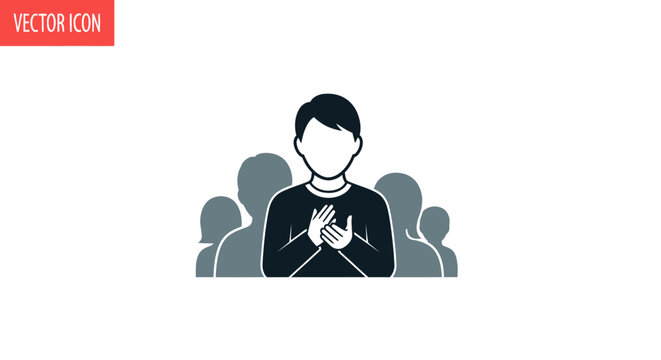 Audience Clapping Icon Vector Illustration of Appreciative People.