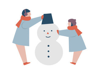 雪だるまを作る子ども達