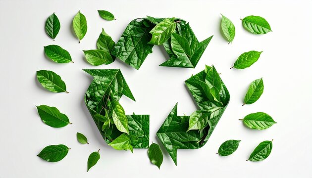 recycle symbol made of grass