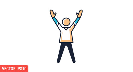 Stylized Figure with Arms Raised in Celebration or Excitement.