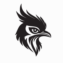 Modern Cuckoo Head Silhouette Logo Vector on white background