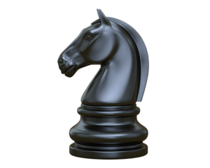 Dark knight chess piece on black background