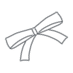 シルバーチェーンで描いたスマートリボンのイラスト素材