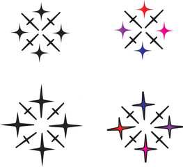 Abstract starburst design variations against a clean white backdrop collection