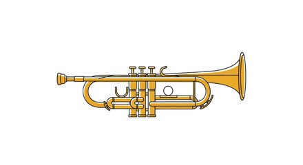Fototapeta premium Golden Trumpet Illustration with Valves and Bell.