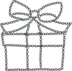 シルバーチェーンで描いたギフトボックスのイラスト素材