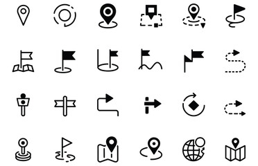 WebNavigate with ease using this essential icon set for maps, destinations, and location tracking, perfect for app design, user interfaces, and travel guides that need a modern, clean look