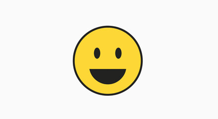 Fototapeta premium Bright Yellow Happy Smiley Face Emoji Icon.