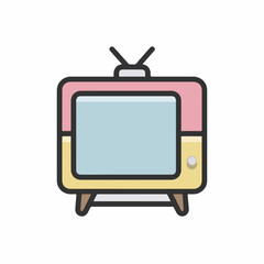 Sleek TV Outline Icon Design Element