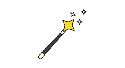 A simple yellow star-tipped magic wand with sparkling stars.