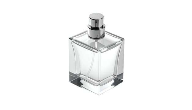 Clear perfume bottle square, elegant lines