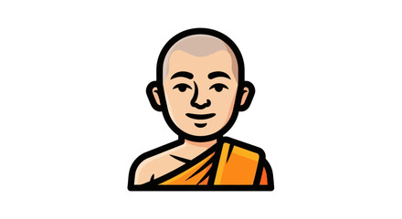 Cartoon illustration of a Buddhist monk in orange robes.