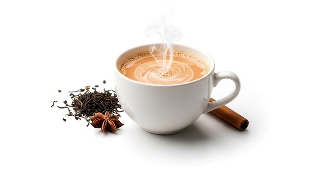 Karak Milk Chai famous indian tea on white background