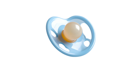 Baby's blue pacifier with yellow nipple, isolated on black background