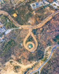 aerial photography of the park in autumn