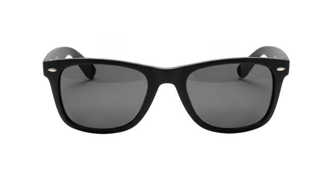 Classic Black Wayfarer Style Sunglasses On Dark Background