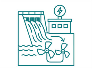 Eco Friendly Hydroelectric Power Generation Station with Dam Turbines  and Transmission Towers