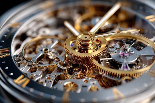Close Up of Intricate Gold Watch Mechanism
