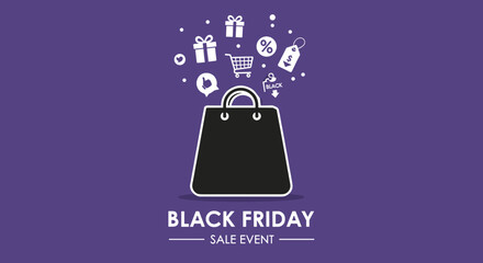 Black Friday vector illustration Seasonal shopping event banner design