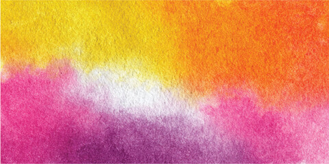 Yellow orange pink purple watercolor wash abstract background