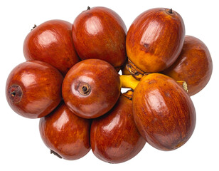 Obraz premium Fresh Date Palm Fruits Cluster Top View on White Background PNG