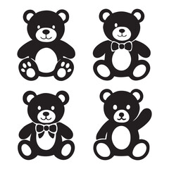 cute teddy bear set vector illustration of toy bears collection