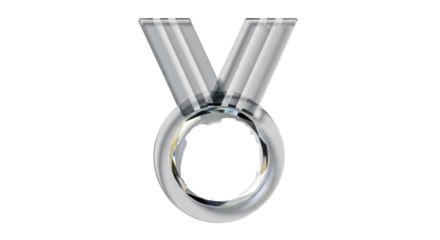 Polished chrome silver medal hook component isolated 3D illustration for success graphics. isolated PNG with Transparent Background