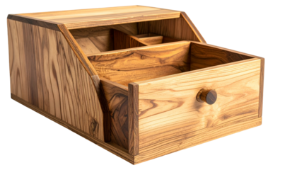 Wooden desk organizer with drawer and compartments