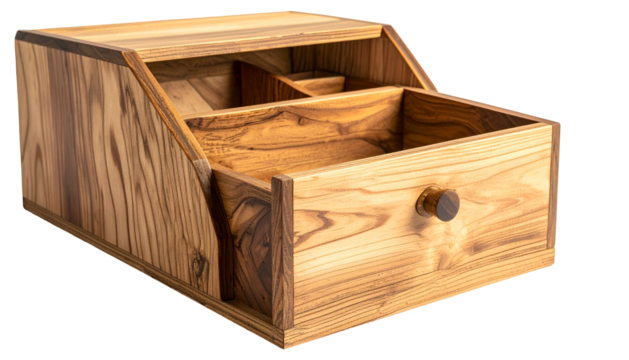 Wooden desk organizer with drawer and compartments