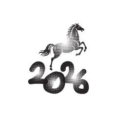 Black halftone lunar 2026 new year isolated