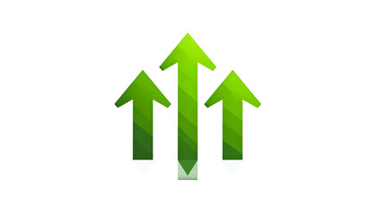 Three ascending green arrows on black. Represents growth, progress, and upward movement