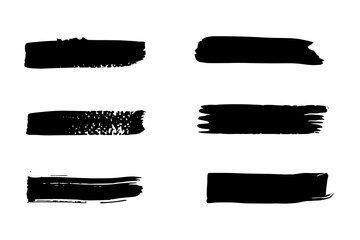 Black Paint Brush Stroke and Grunge Ink Line Set. Abstract Watercolor Brushstroke Collection with Dirty Scratch Stripes and Artistic Texture Background for Creative Design Projects