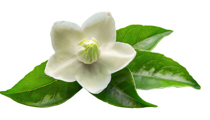 Delicate white jasmine flowers blooming fresh secluded on a plain background