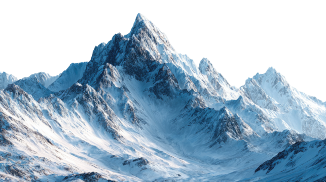 Snow Covered Mountains of Alaska Isolated on Transparent Background