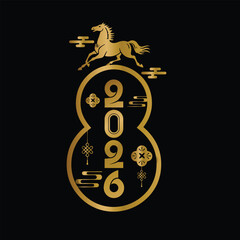 Gold lunar new year 2026 design isolated