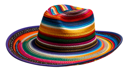 Colorful fedora hat with horizontal stripes, vibrant shades, and a wide brim