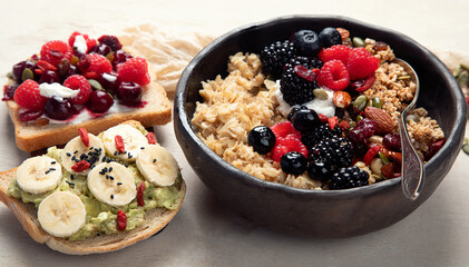 Healthy vegan breakfast. Diet concept.