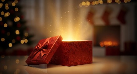 open gift box with glowing light coming out