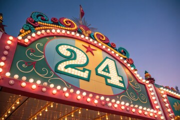 Bright Lights and Colors on a Carnival Game Booth at Dusk