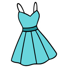 Simple blue woman dress flat color vector illustration template design