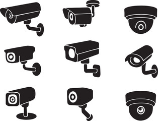 Surveillance camera icon set.