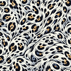 White leopard fur pattern texture vector with seamless camouflage background suitable for artistic wallpapers, modern fashion, and home decor projects.