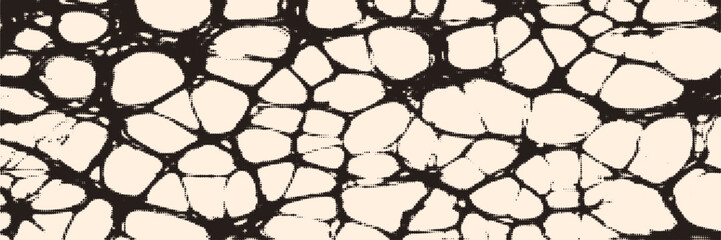 Retro halftone background with black thorny branches. Gothic style vector pattern art. Neo tribal aesthetic.